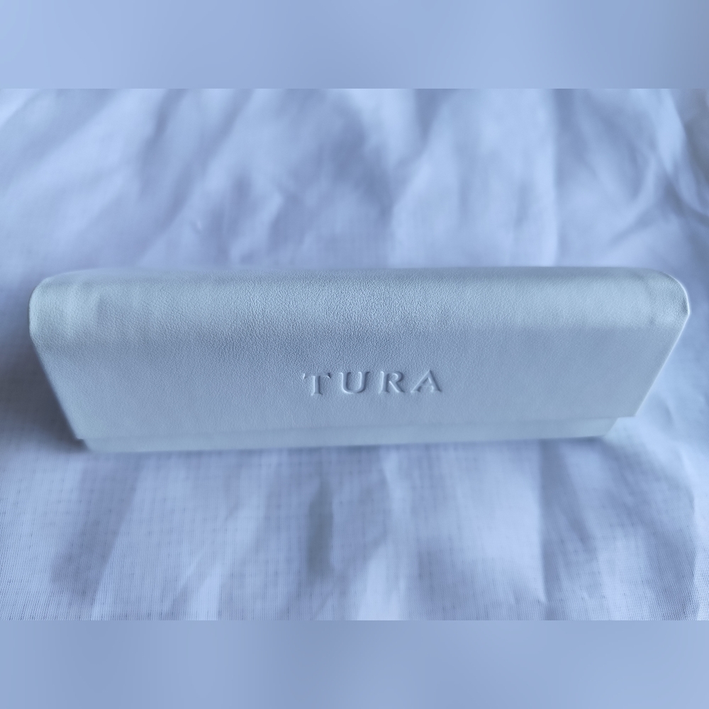 TURA Foldable Eyeglasses Case,  Leather White color